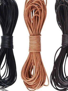 3 Rolls 5.5 Yrd X 1MM Cowhide Round Lether Cords Rope String for Jewelry Mking B